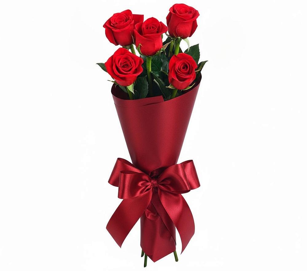 Букет 5 Красных роз Эдлесс Лав в Сватково