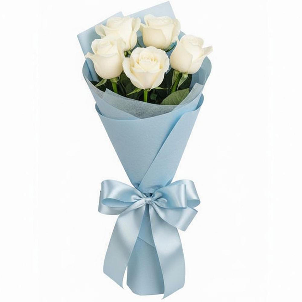 Букет 5 Белых роз Проуд в Сватково