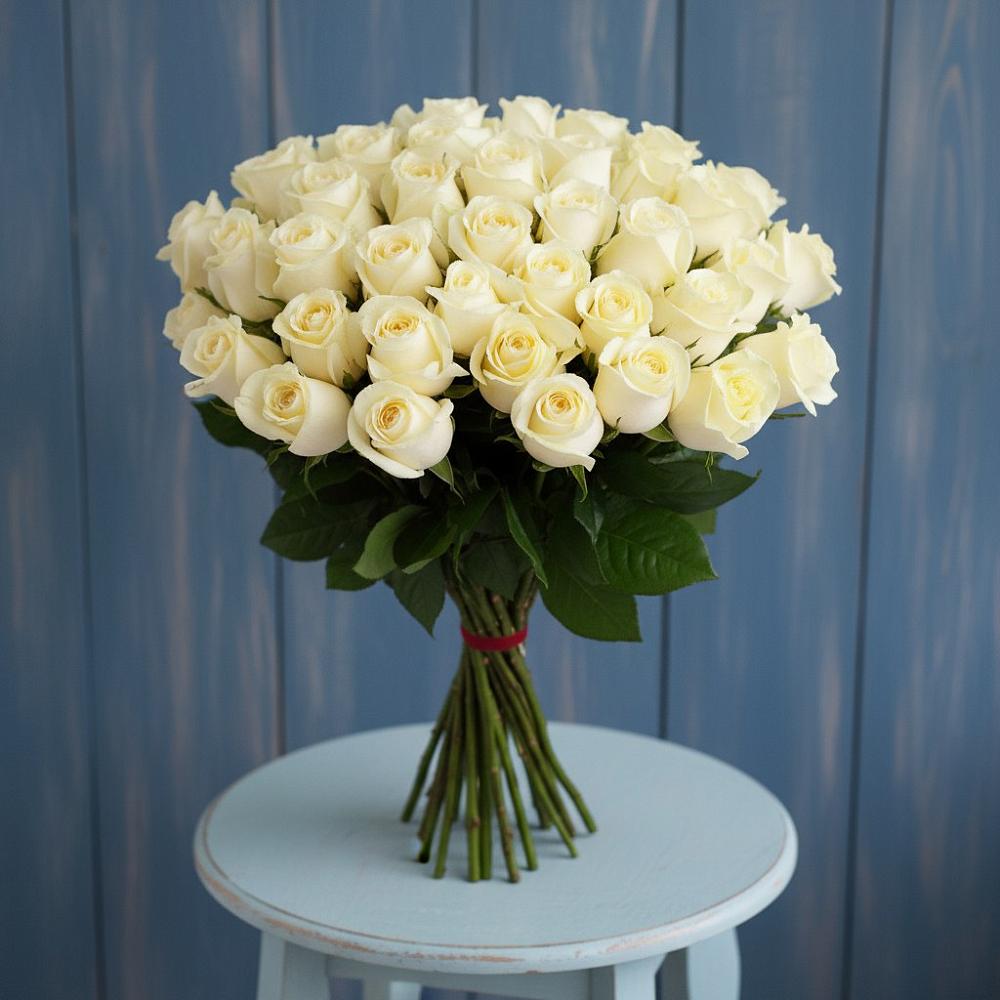 Букет 51 Белая роза Эдлесс Лав в Сватково
