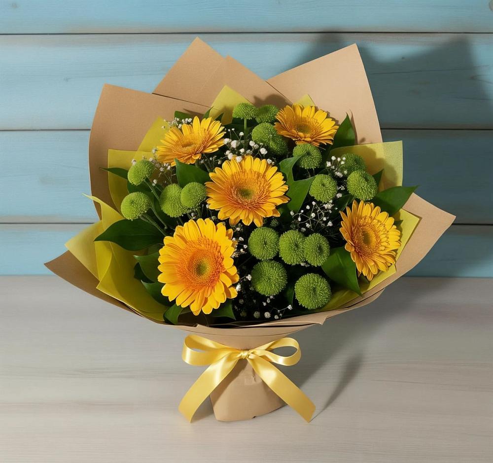 Букет цветов из: Герберы и Хризантемы в Сватково