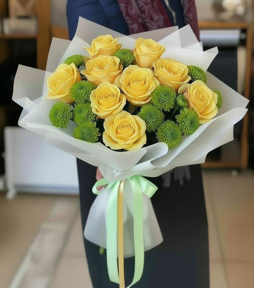 Букет цветов из: Хризантемы и Розы в Сватково