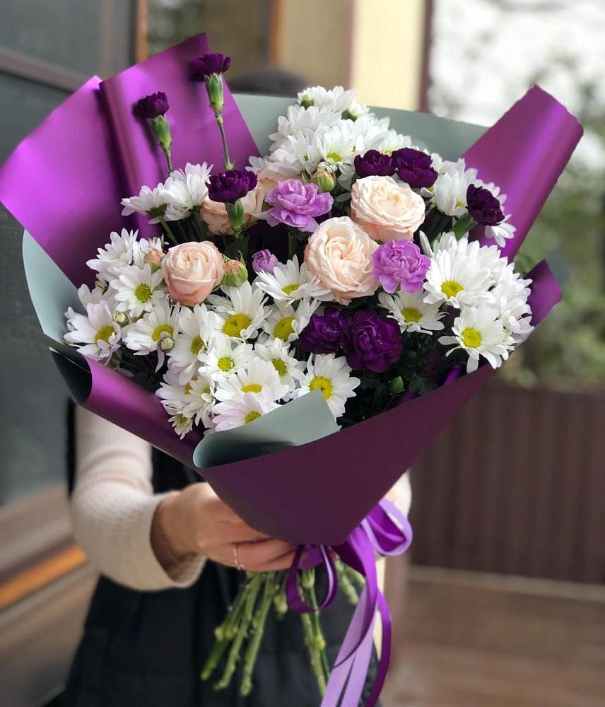 Букет цветов из: Хризантемы, Гвоздики и Розы в Сватково