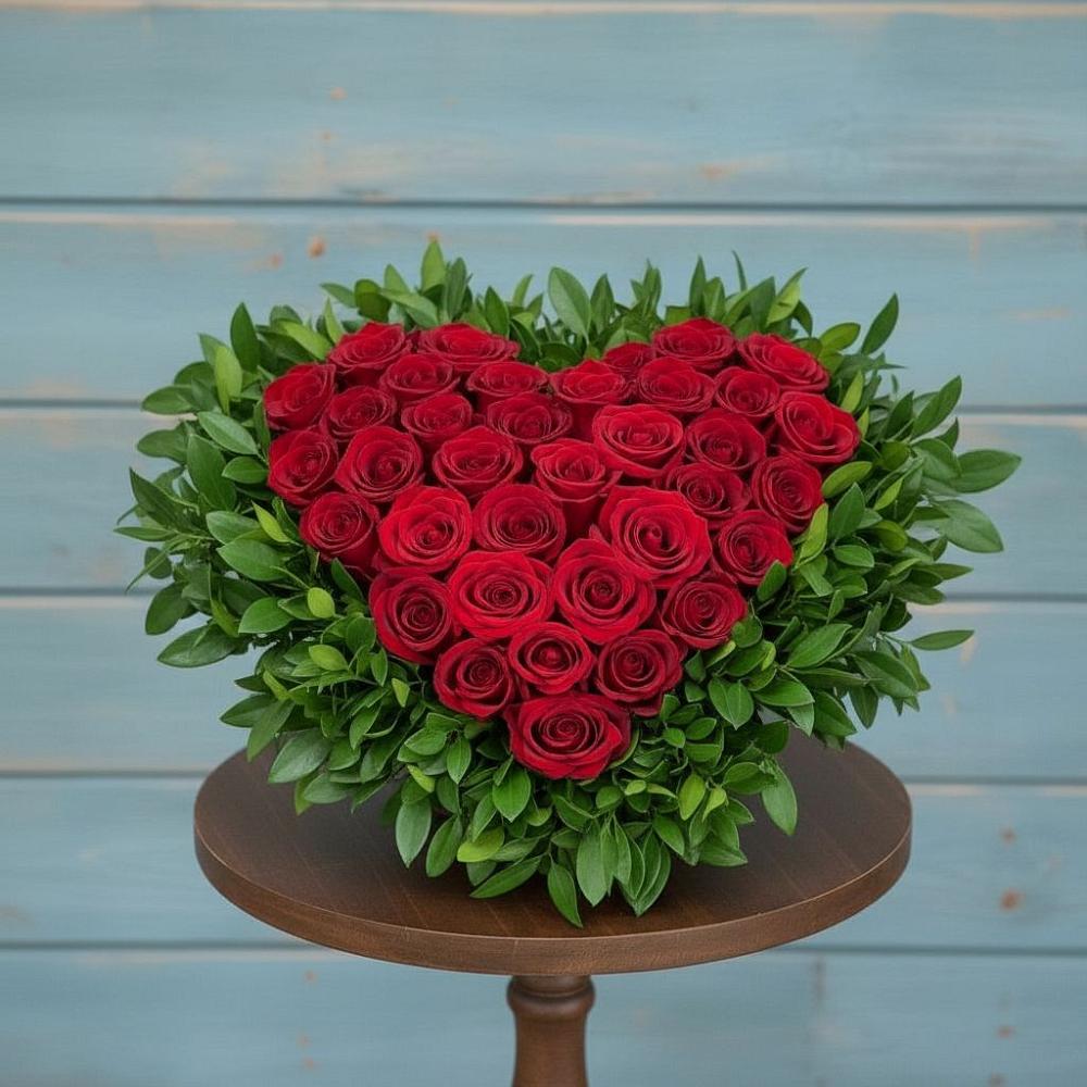 Цветочная композиция из Розы в виде сердца в Сватково