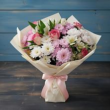 Букет цветов из:  Хризантемы, Альстромерии и Розы в Сватково