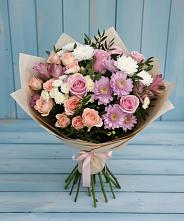 Букет цветов из:  Хризантемы, Розы и Альстромерии в Сватково