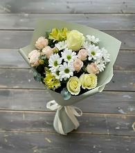 Букет цветов из:  Альстромерии, Розы и Хризантемы в Сватково